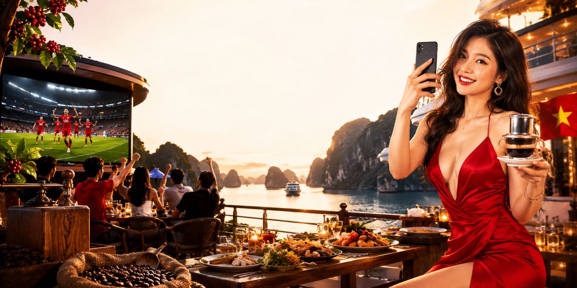 Người dùng Việt Nam xem hỗ trợ cá cược bóng đá tại quán cà phê Hạ Long